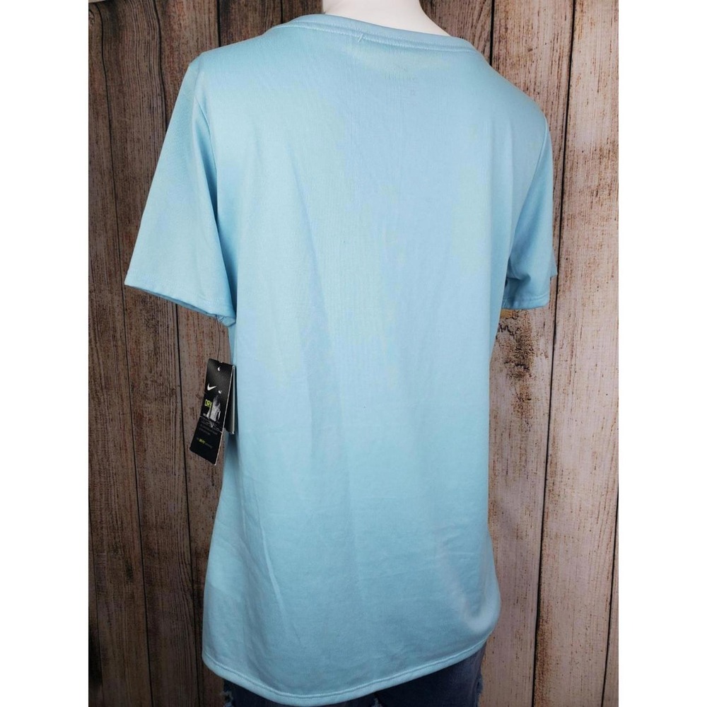 Nike Dri-FIT Women Light Blue Scoop Neck Short Sleeve Athletic T-Shirt Medium - Picture 4 of 4